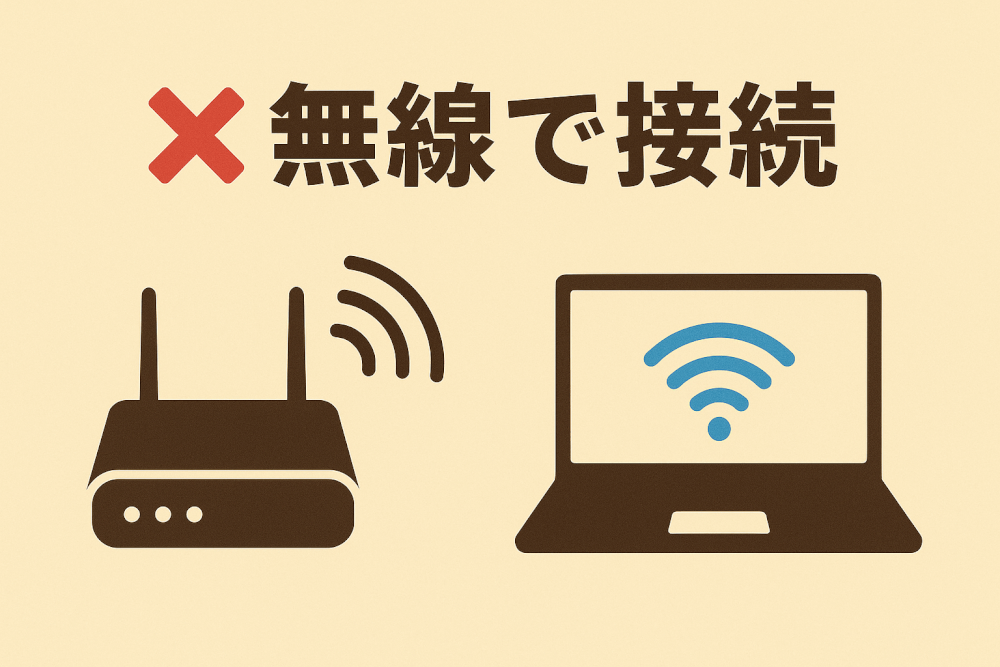 無線で接続はダメ